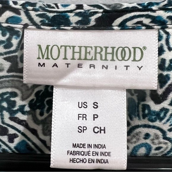 Motherhood Maternity black and aqua print top size small - Picture 5 of 6